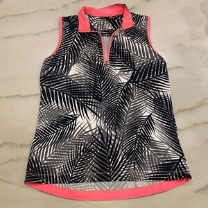 TAIL White Label Sleeveless Polo Shift size Medium Black White Coral